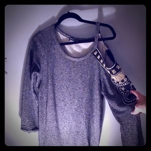Cold shoulder embellishments sweater